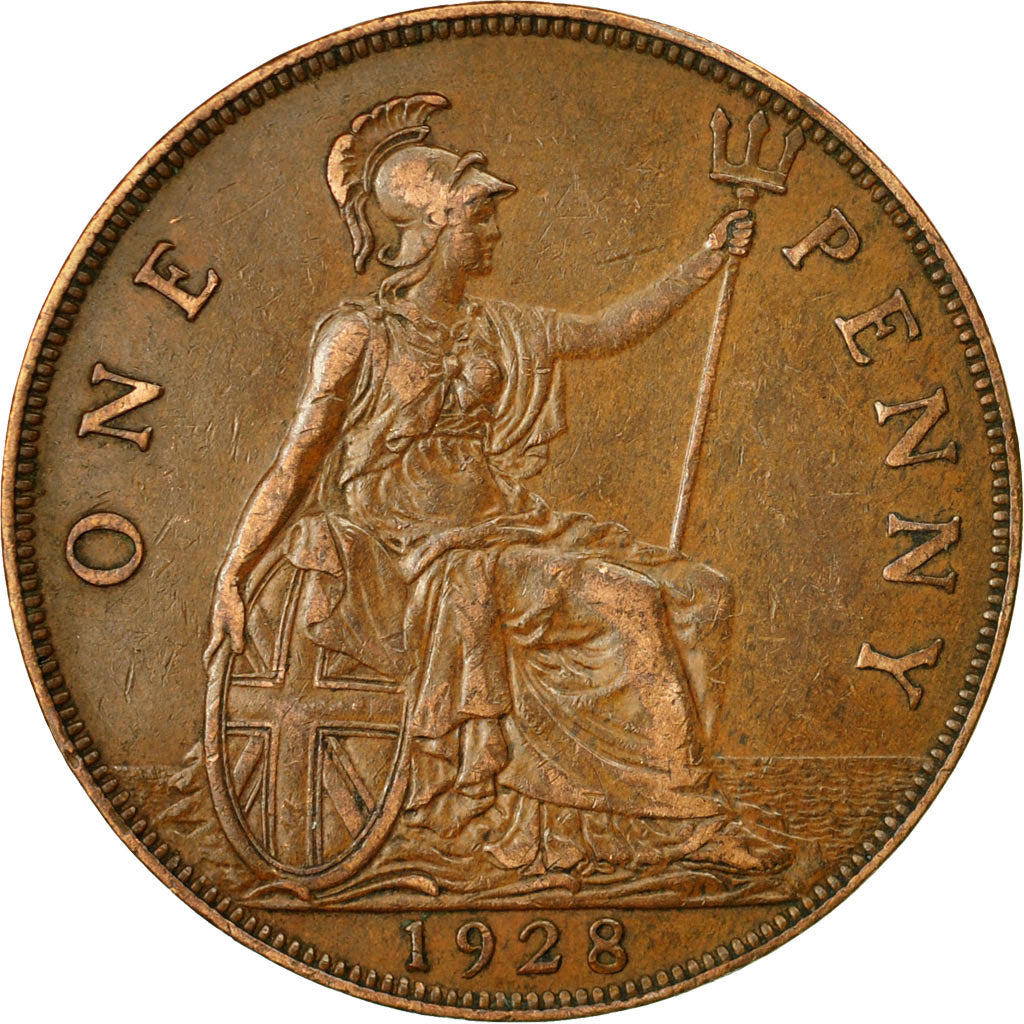 Coin, Great Britain, George V, Penny, 1928, EF(40-45), Bronze, KM:838