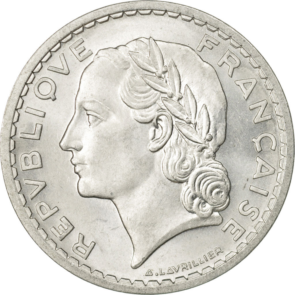 Moneta, Francia, Lavrillier, 5 Francs, 1946, Beaumont - Le Roger, SPL