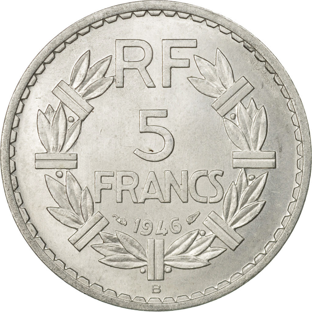 Moneta, Francia, Lavrillier, 5 Francs, 1946, Beaumont - Le Roger, SPL
