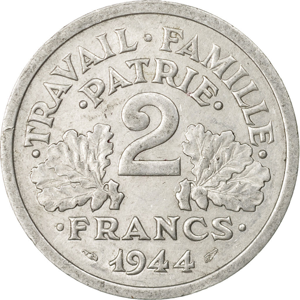 Coin, France, Bazor, 2 Francs, 1944, Beaumont - Le Roger, EF(40-45), Aluminum