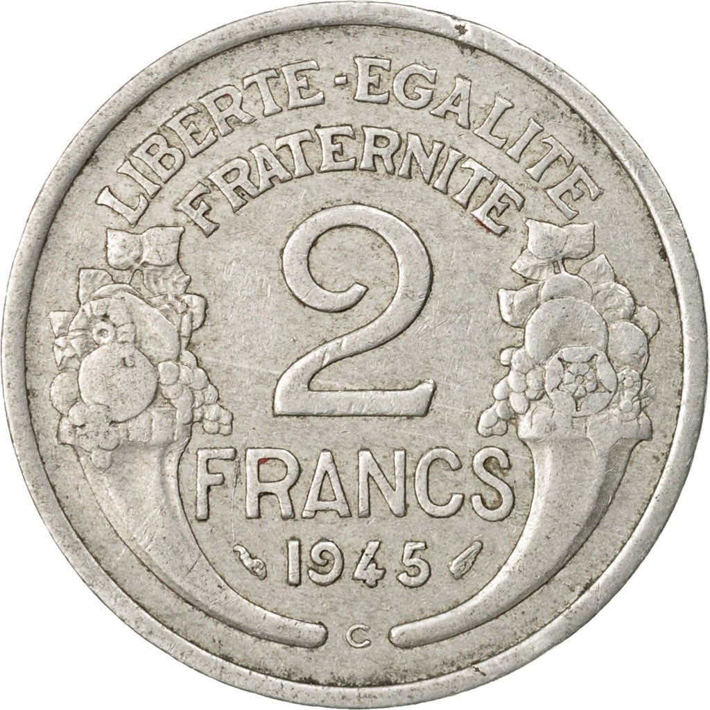 Coin, France, Morlon, 2 Francs, 1945, Castelsarrasin, VF(30-35), Aluminum