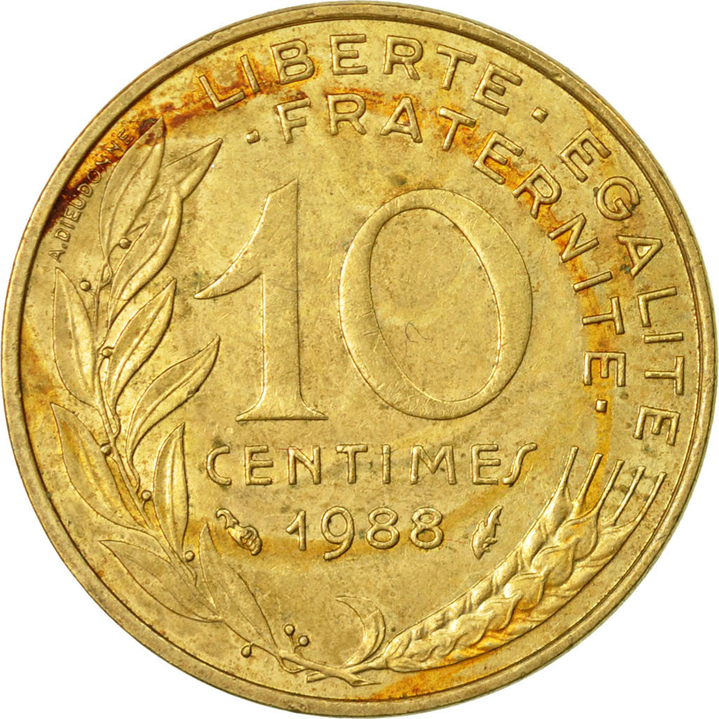 Münze, Frankreich, Marianne, 10 Centimes, 1988, Paris, SGE+, Aluminum-Bronze