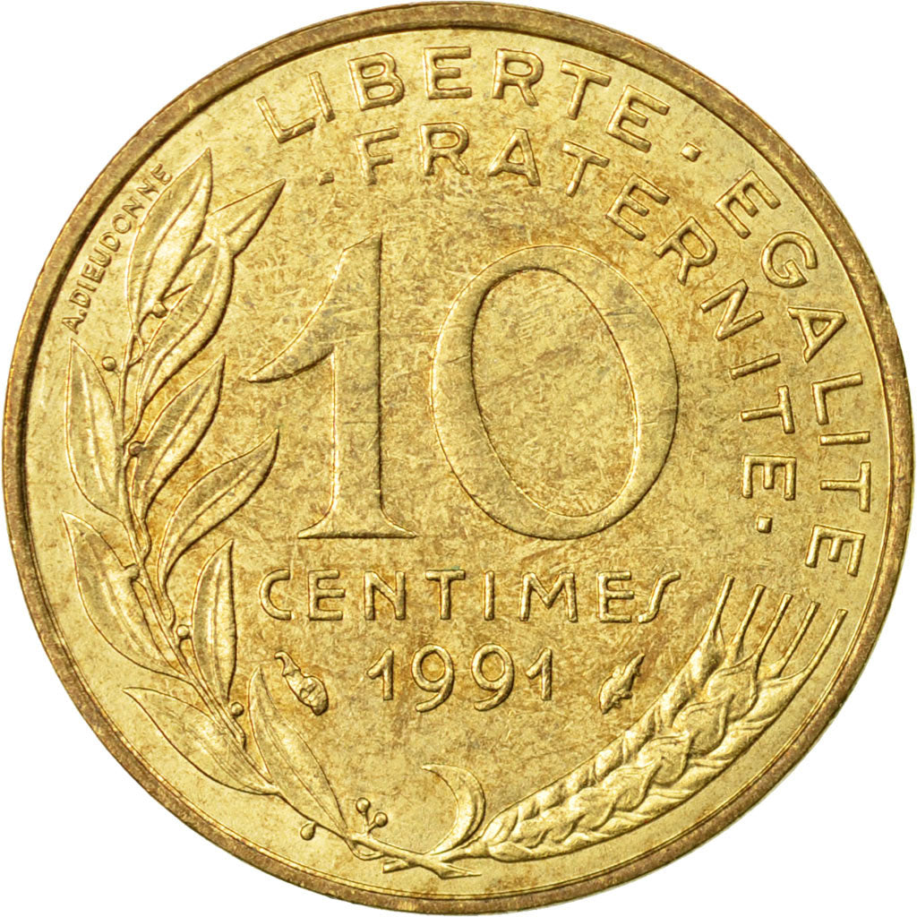 Coin, France, Marianne, 10 Centimes, 1991, Paris, VF(30-35), Aluminum-Bronze
