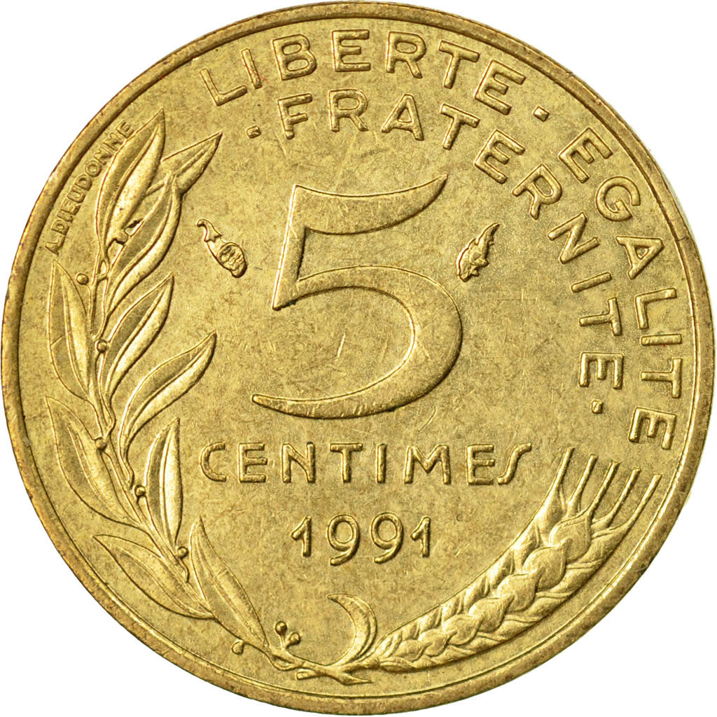 Monnaie, France, Marianne, 5 Centimes, 1991, Paris, TTB, Aluminum-Bronze