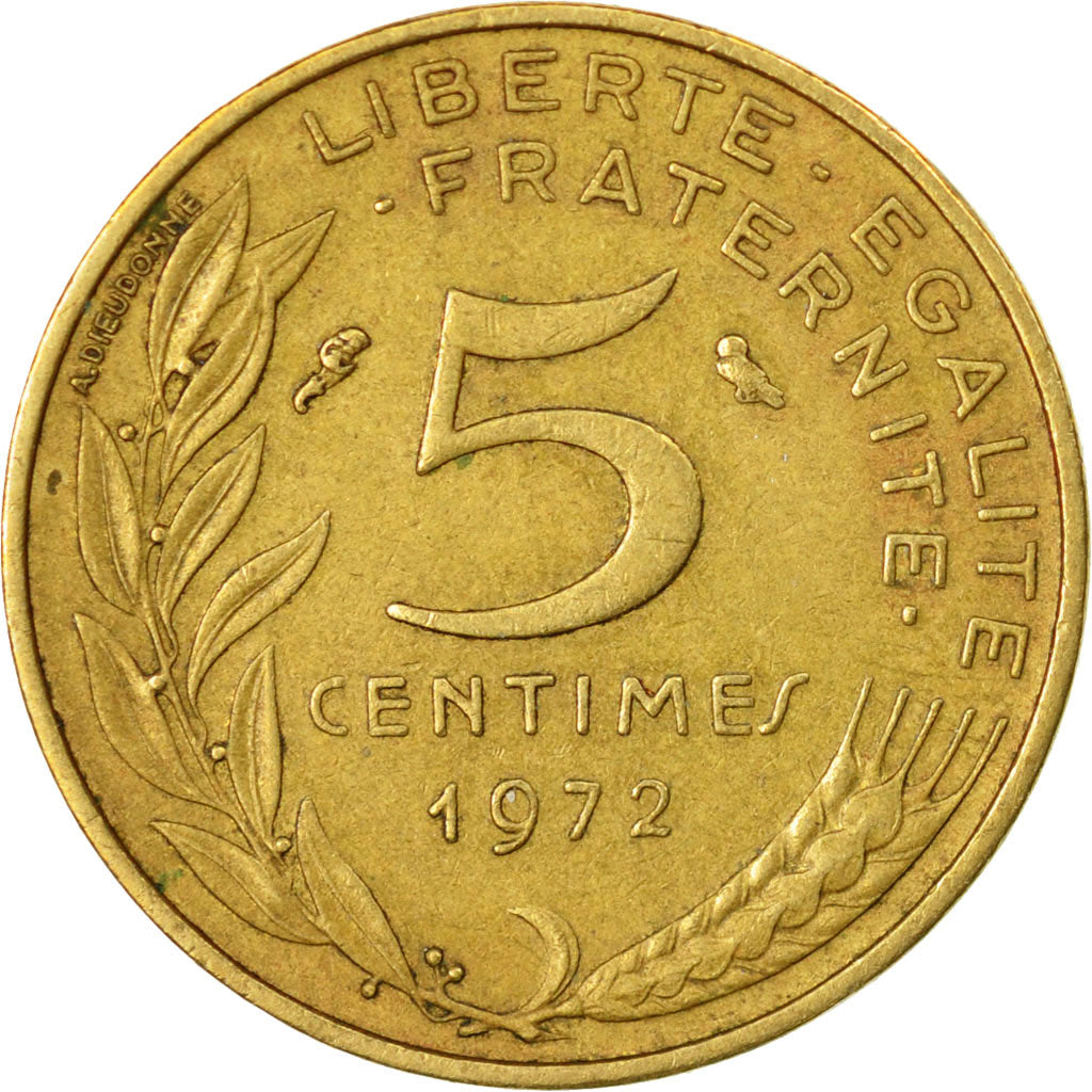 Moneda, Francia, Marianne, 5 Centimes, 1972, Paris, BC+, Aluminio - bronce