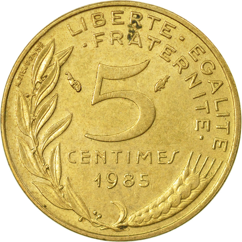Moneda, Francia, Marianne, 5 Centimes, 1985, Paris, BC+, Aluminio - bronce