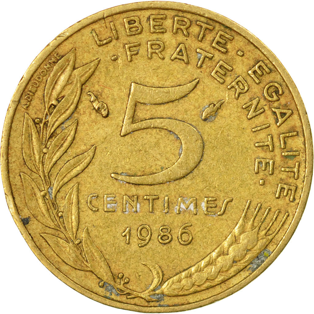 Moneta, Francja, Marianne, 5 Centimes, 1986, Paris, VF(20-25), Aluminium-Brąz