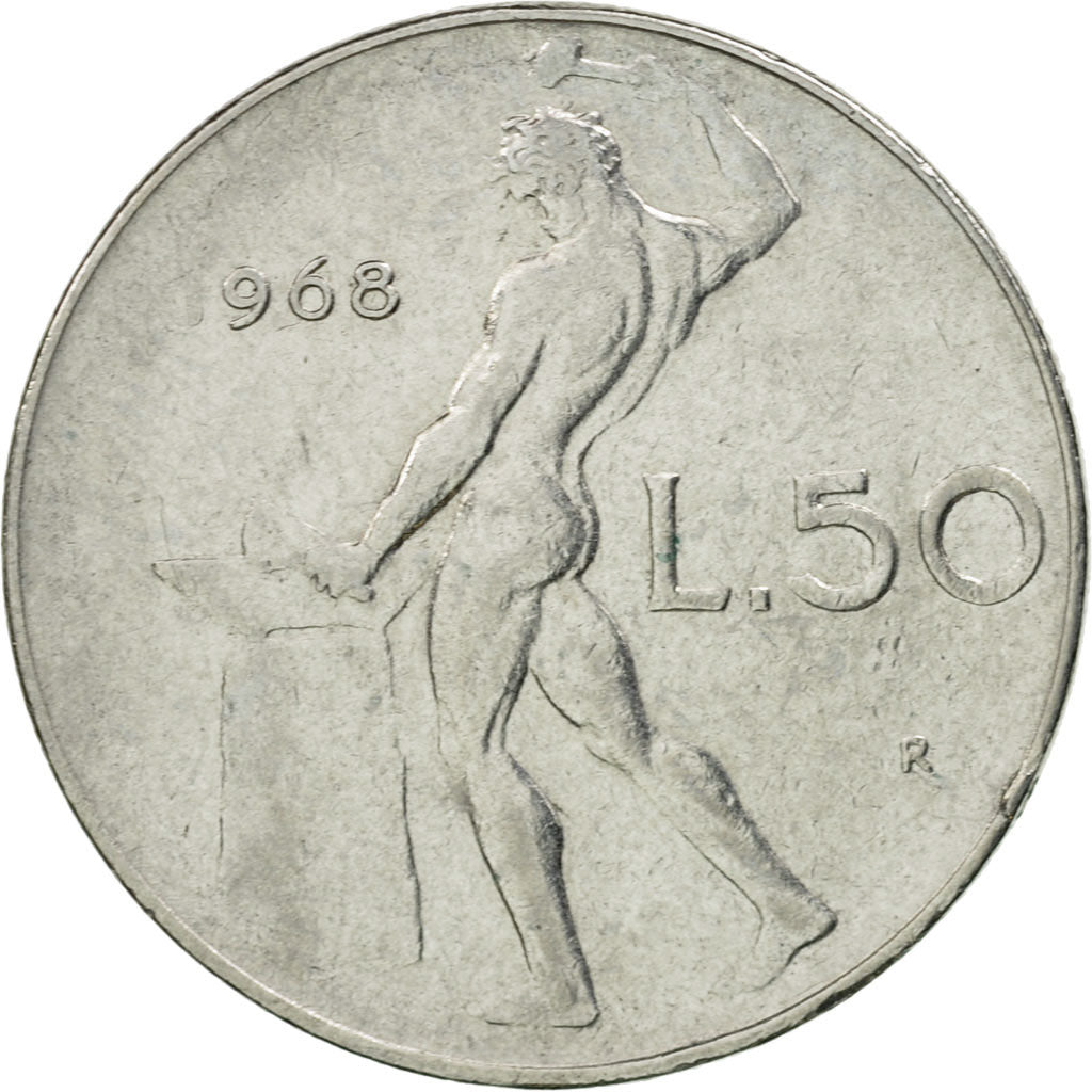 Münze, Italien, 50 Lire, 1968, Rome, S+, Stainless Steel, KM:95.1