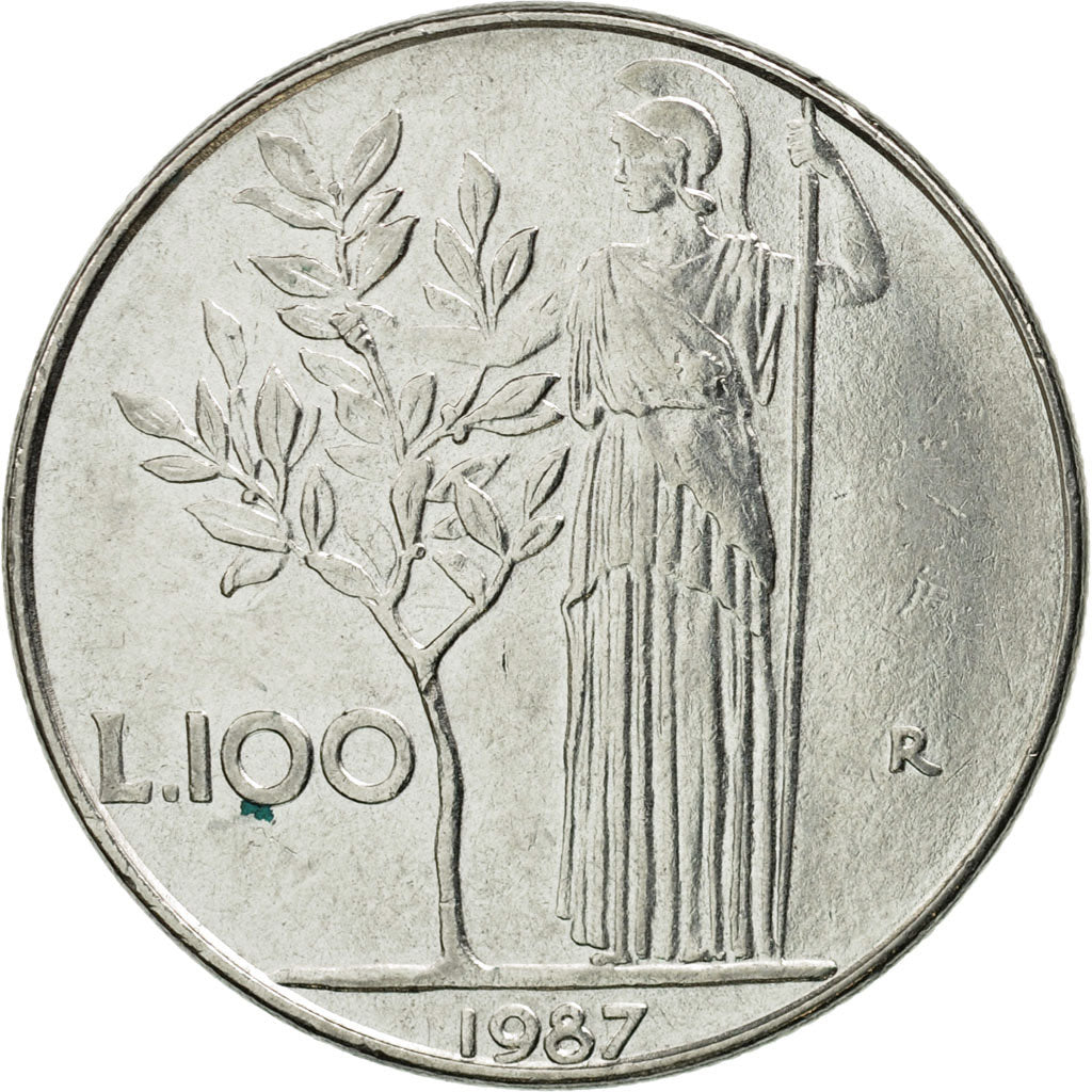 Coin, Italy, 100 Lire, 1987, Rome, EF(40-45), Stainless Steel, KM:96.1