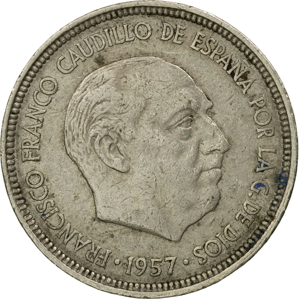 Moneda, España, Caudillo and regent, 5 Pesetas, 1962, BC+, Cobre - níquel