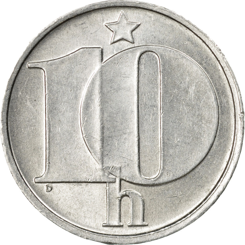 Coin, Czechoslovakia, 10 Haleru, 1974, AU(55-58), Aluminum, KM:80