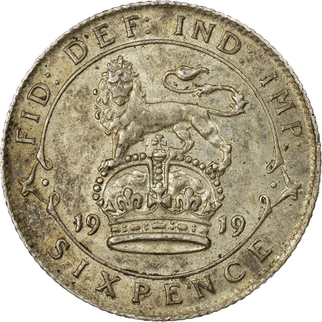 Coin, Great Britain, George V, 6 Pence, 1919, EF(40-45), Silver, KM:815