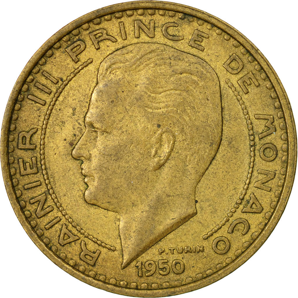 Coin, Monaco, Rainier III, 50 Francs, Cinquante, 1950, EF(40-45)