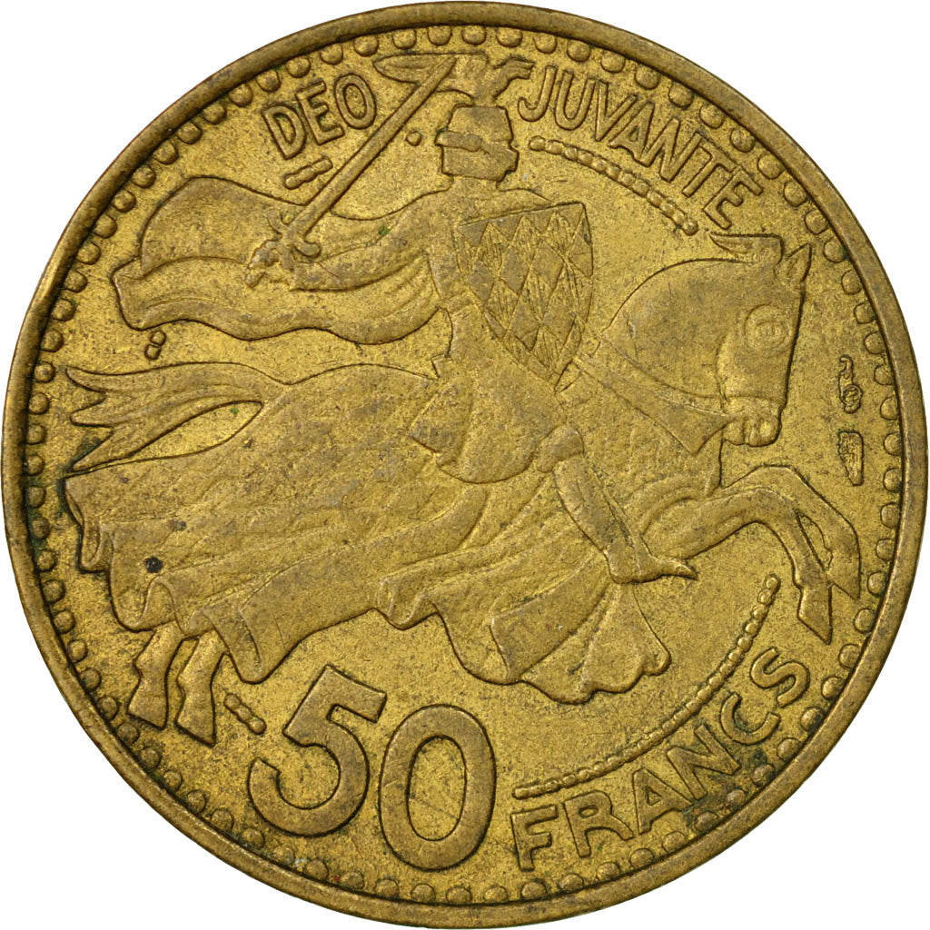 Coin, Monaco, Rainier III, 50 Francs, Cinquante, 1950, EF(40-45)