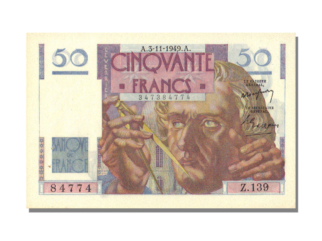 Banknote, France, 50 Francs, 50 F 1946-1951 ''Le Verrier'', 1949, 1949-11-03