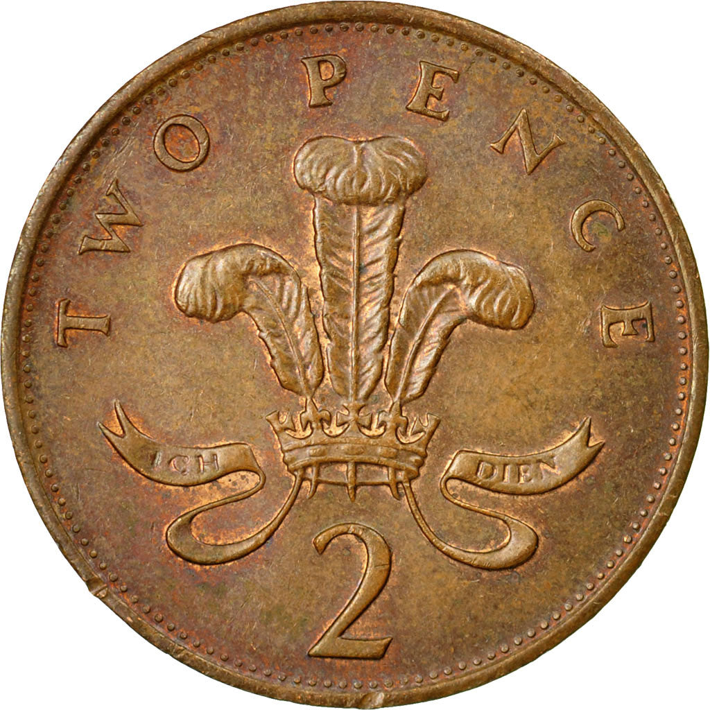 Moneda, Gran Bretaña, Elizabeth II, 2 Pence, 1988, BC+, Bronce, KM:936