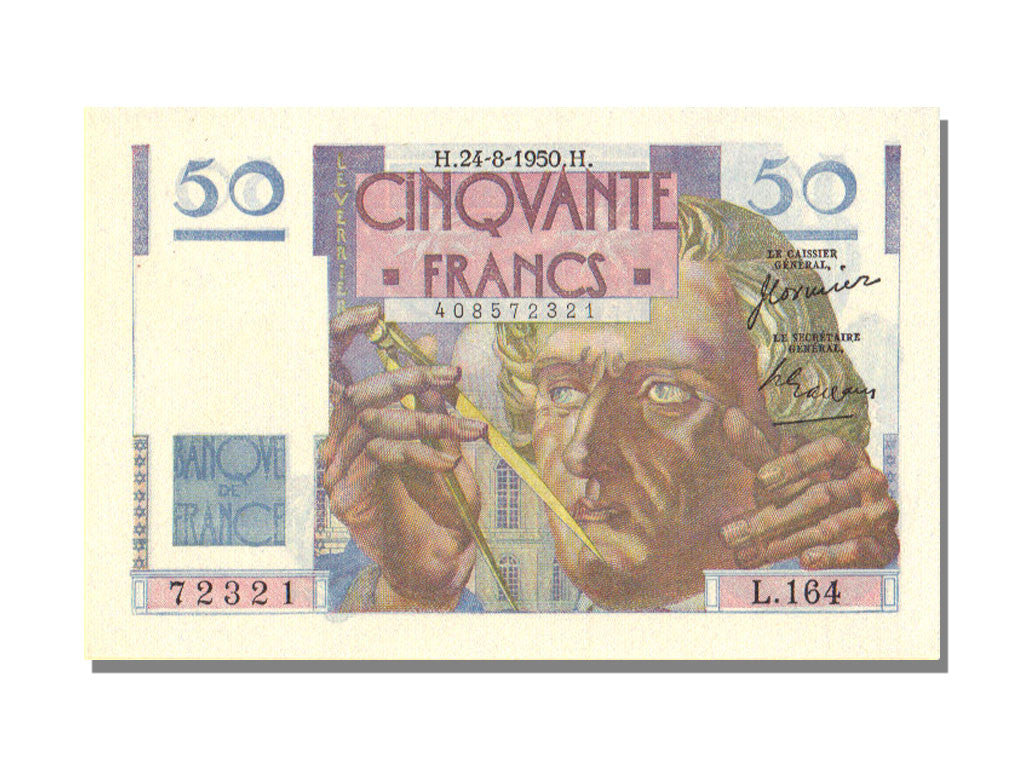 Banconote, Francia, 50 Francs, 50 F 1946-1951 ''Le Verrier'', 1950, 1950-08-24