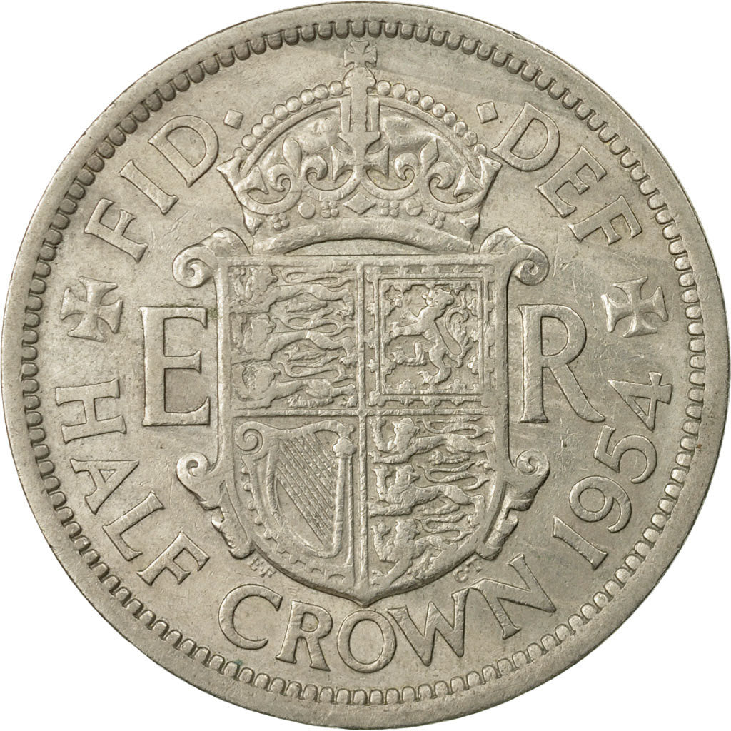 Coin, Great Britain, Elizabeth II, 1/2 Crown, 1954, EF(40-45), Copper-nickel