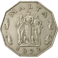 Coin, Malta, 50 Cents, 1972, British Royal Mint, EF(40-45), Copper-nickel, KM:12