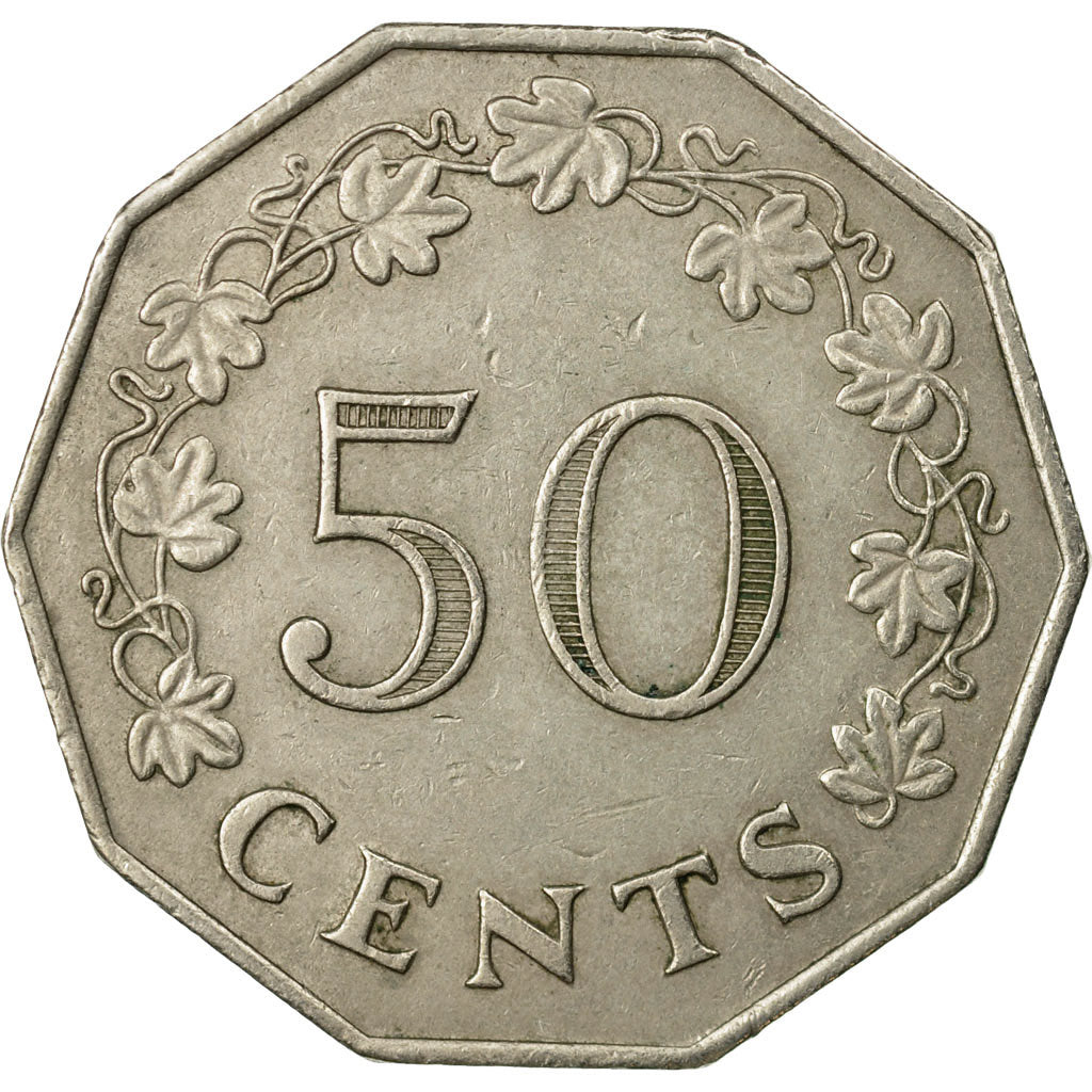 Coin, Malta, 50 Cents, 1972, British Royal Mint, EF(40-45), Copper-nickel, KM:12