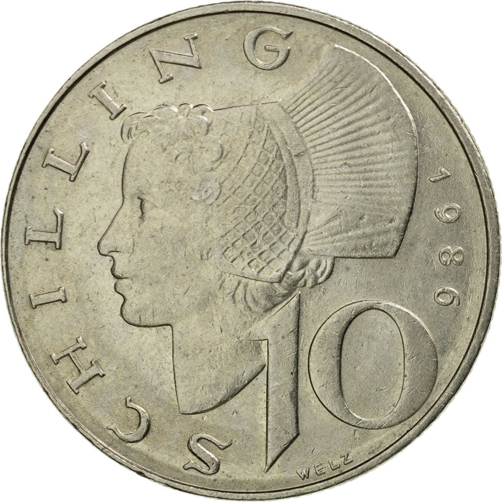 Coin, Austria, 10 Schilling, 1986, EF(40-45), Copper-Nickel Plated Nickel