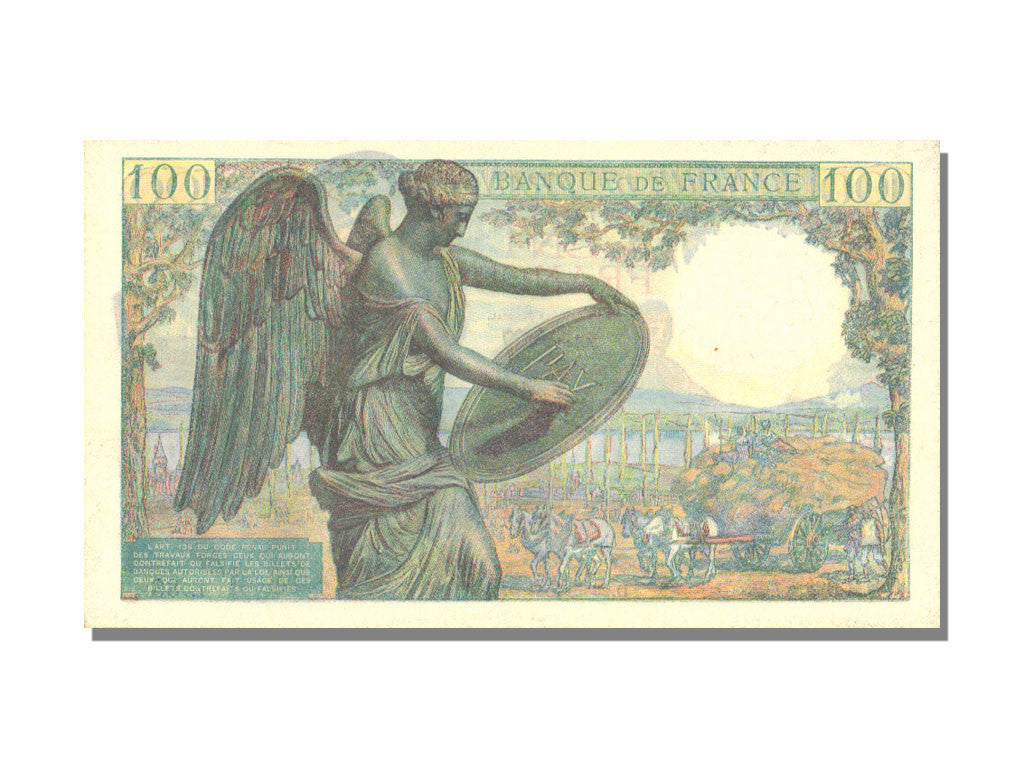 Geldschein, Frankreich, 100 Francs, 100 F 1942-1944 ''Descartes'', 1944