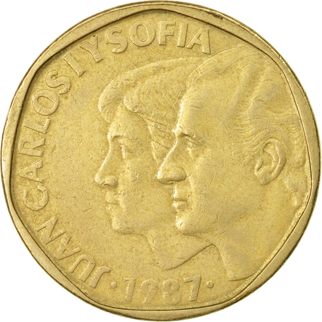 Moneda, España, Juan Carlos I, 500 Pesetas, 1987, BC+, Aluminio - bronce