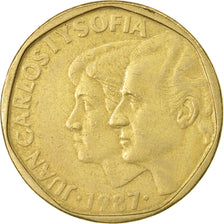 Moneda, España, Juan Carlos I, 500 Pesetas, 1987, BC+, Aluminio - bronce