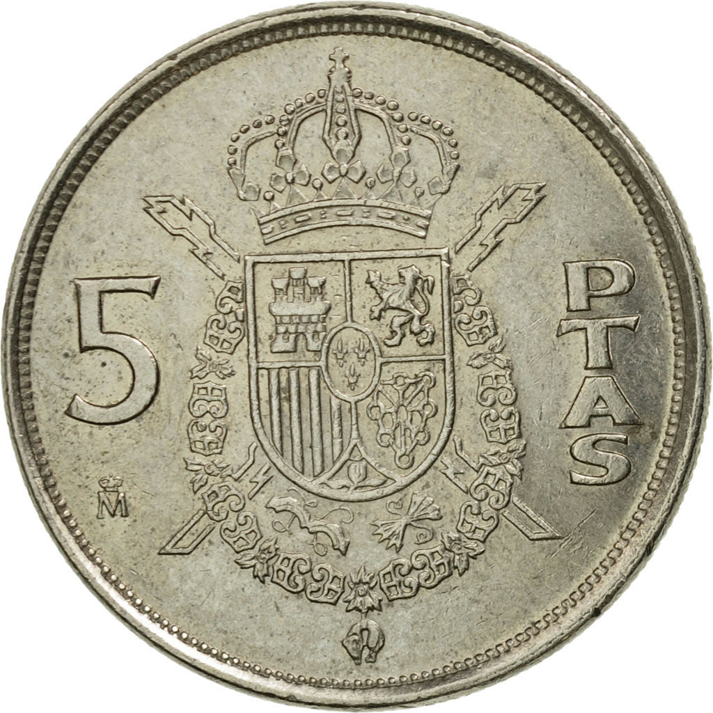 Coin, Spain, Juan Carlos I, 5 Pesetas, 1989, EF(40-45), Copper-nickel, KM:823