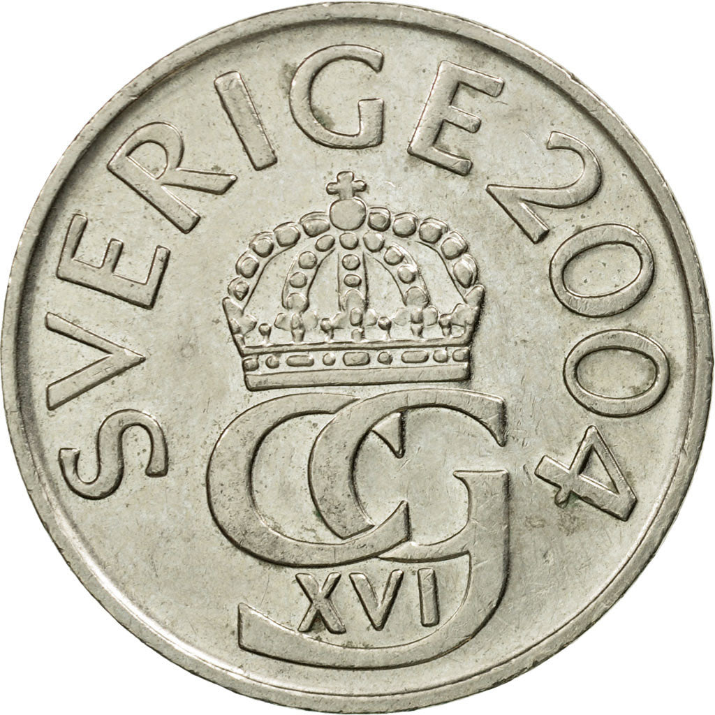Moneta, Svezia, Carl XVI Gustaf, 5 Kronor, 2004, BB, Nichel ricoperto in