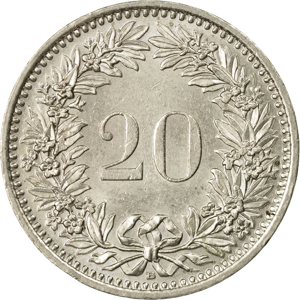Coin, Switzerland, 20 Rappen, 2001, Bern, AU(55-58), Copper-nickel, KM:29a