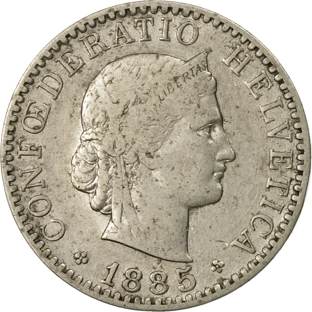 Münze, Schweiz, 20 Rappen, 1885, Bern, S, Nickel, KM:29