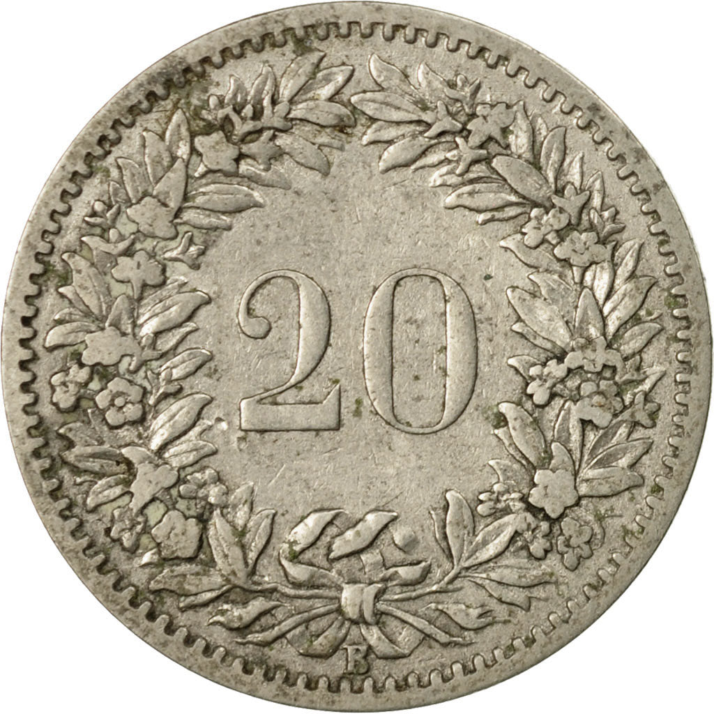Münze, Schweiz, 20 Rappen, 1885, Bern, S, Nickel, KM:29