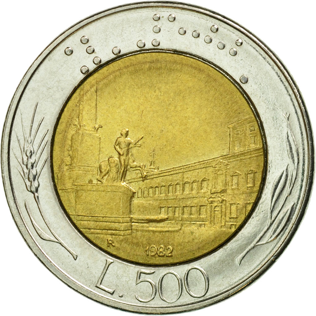 Coin, Italy, 500 Lire, 1982, Rome, MS(60-62), Bi-Metallic, KM:111