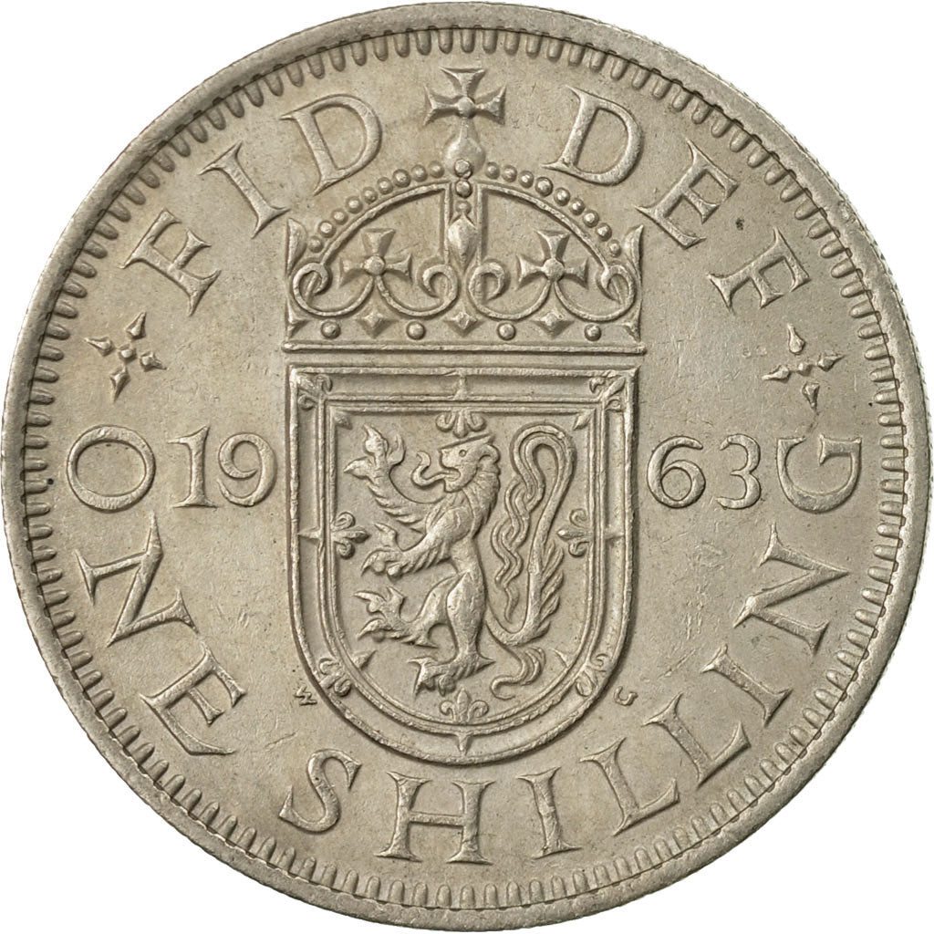 Coin, Great Britain, Elizabeth II, Shilling, 1963, AU(50-53), Copper-nickel