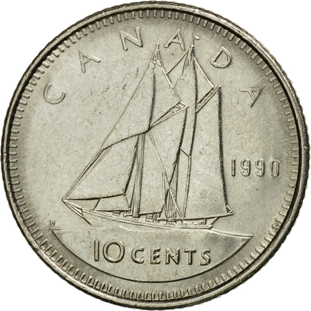 Coin, Canada, Elizabeth II, 10 Cents, 1990, Royal Canadian Mint, Ottawa