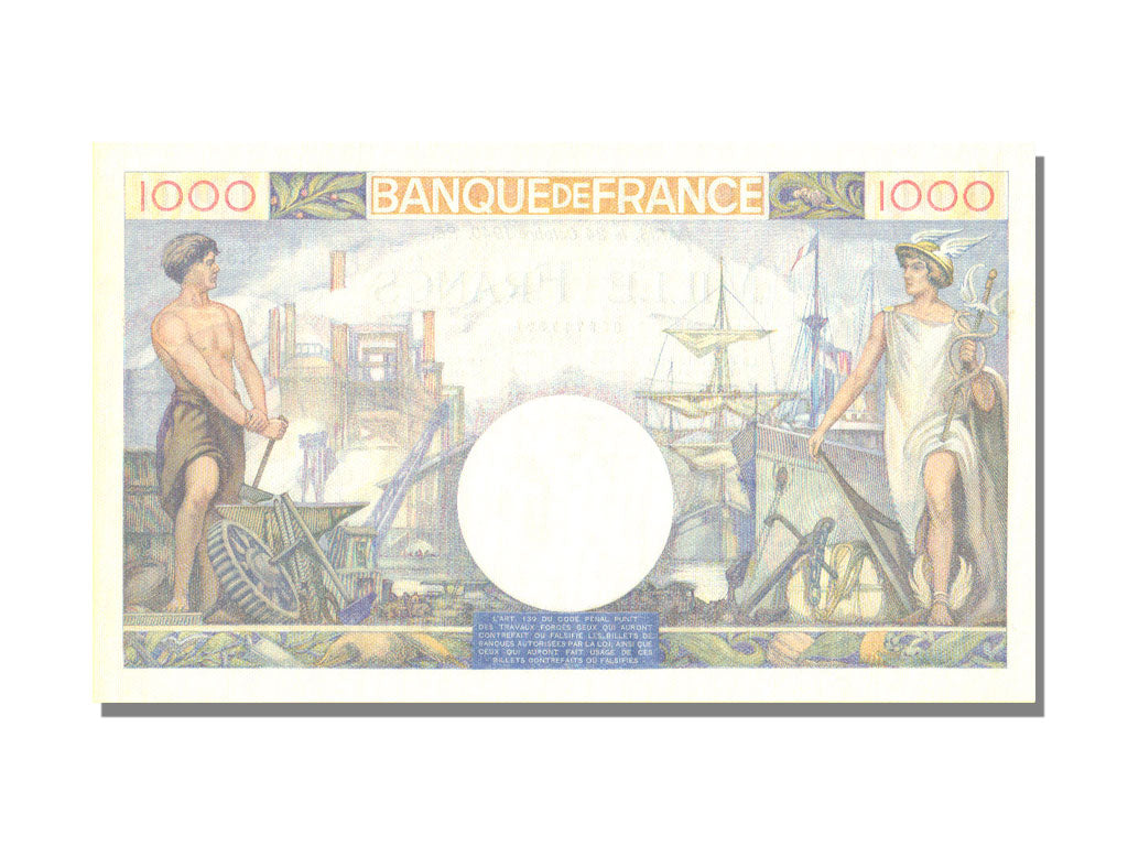 France, 1000 Francs, 1 000 F 1940-1944 ''Commerce et Industrie'', 1940, KM...