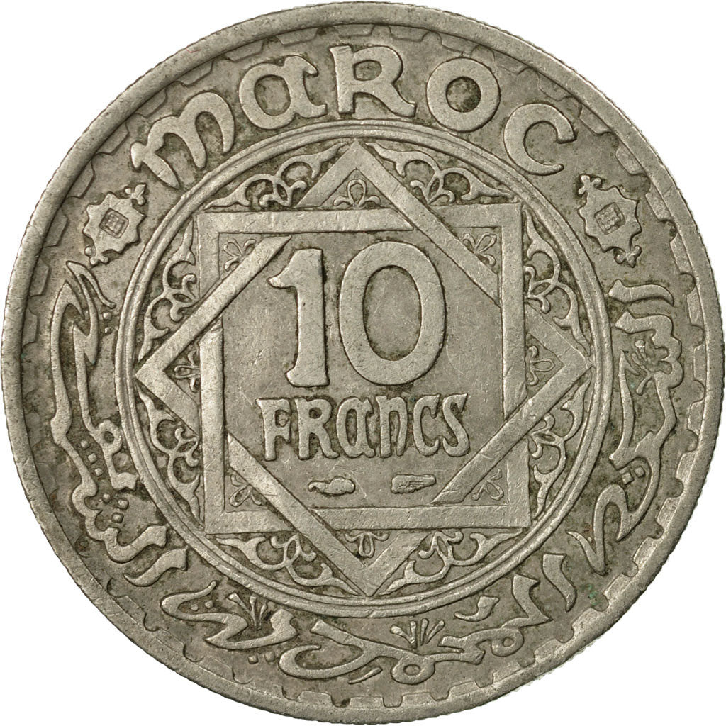Coin, Morocco, Mohammed V, 10 Francs, 1366, Paris, EF(40-45), Copper-nickel