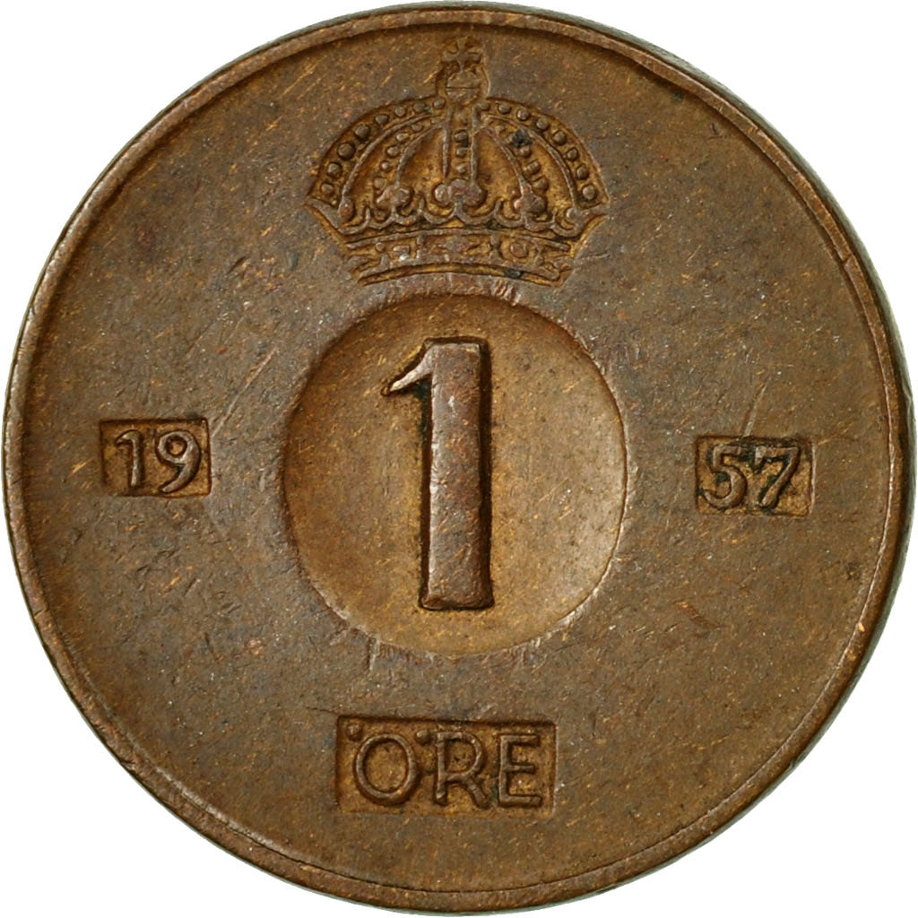 Coin, Sweden, Gustaf VI, Ore, 1957, EF(40-45), Bronze, KM:820