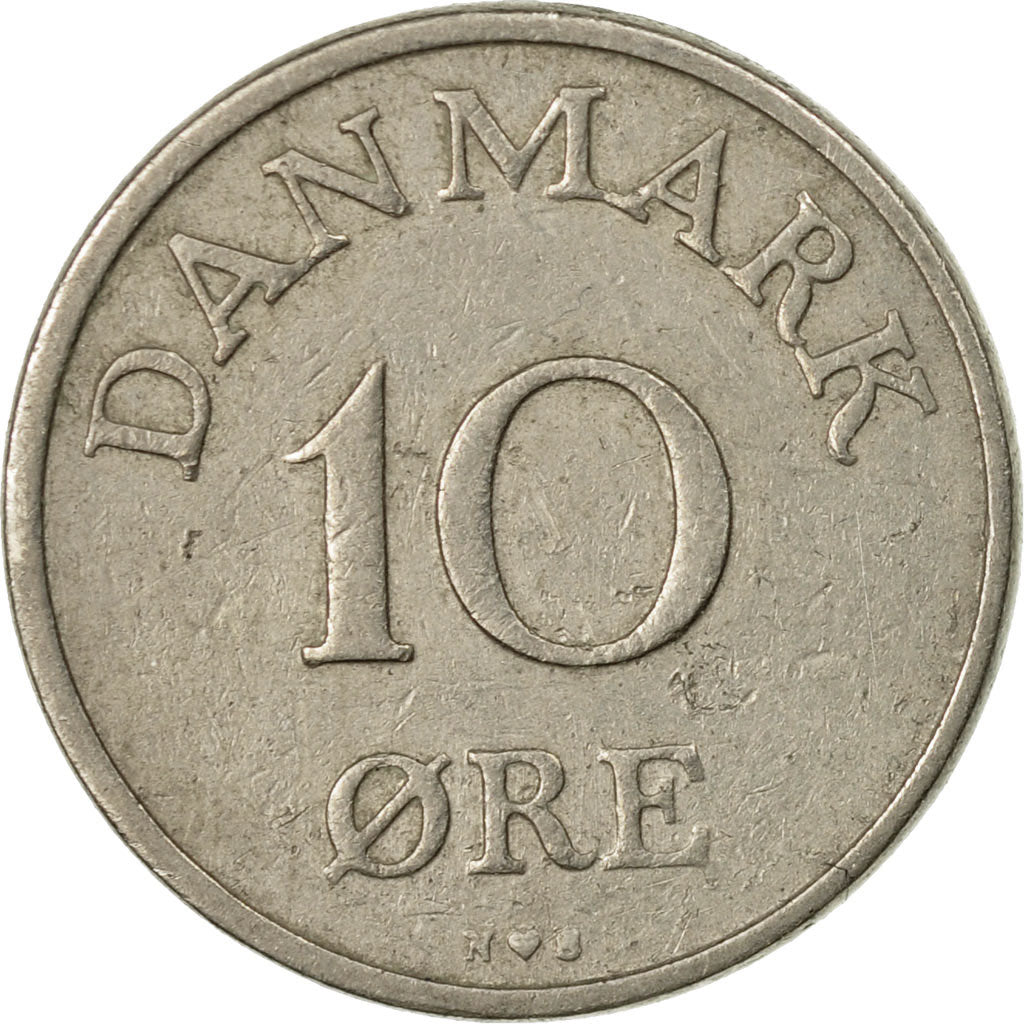 Coin, Denmark, Frederik IX, 10 Öre, 1954, Copenhagen, VF(30-35), Copper-nickel