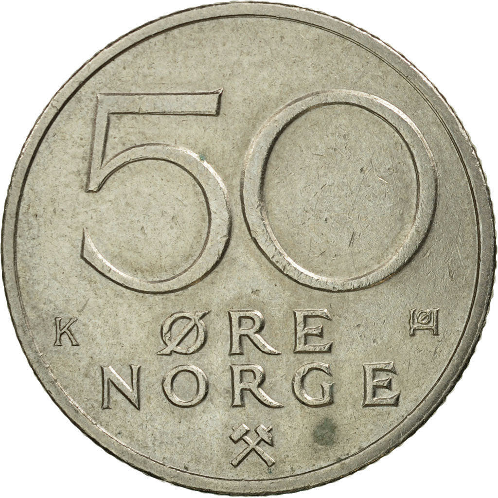 Moneda, Noruega, Olav V, 50 Öre, 1983, MBC, Cobre - níquel, KM:418