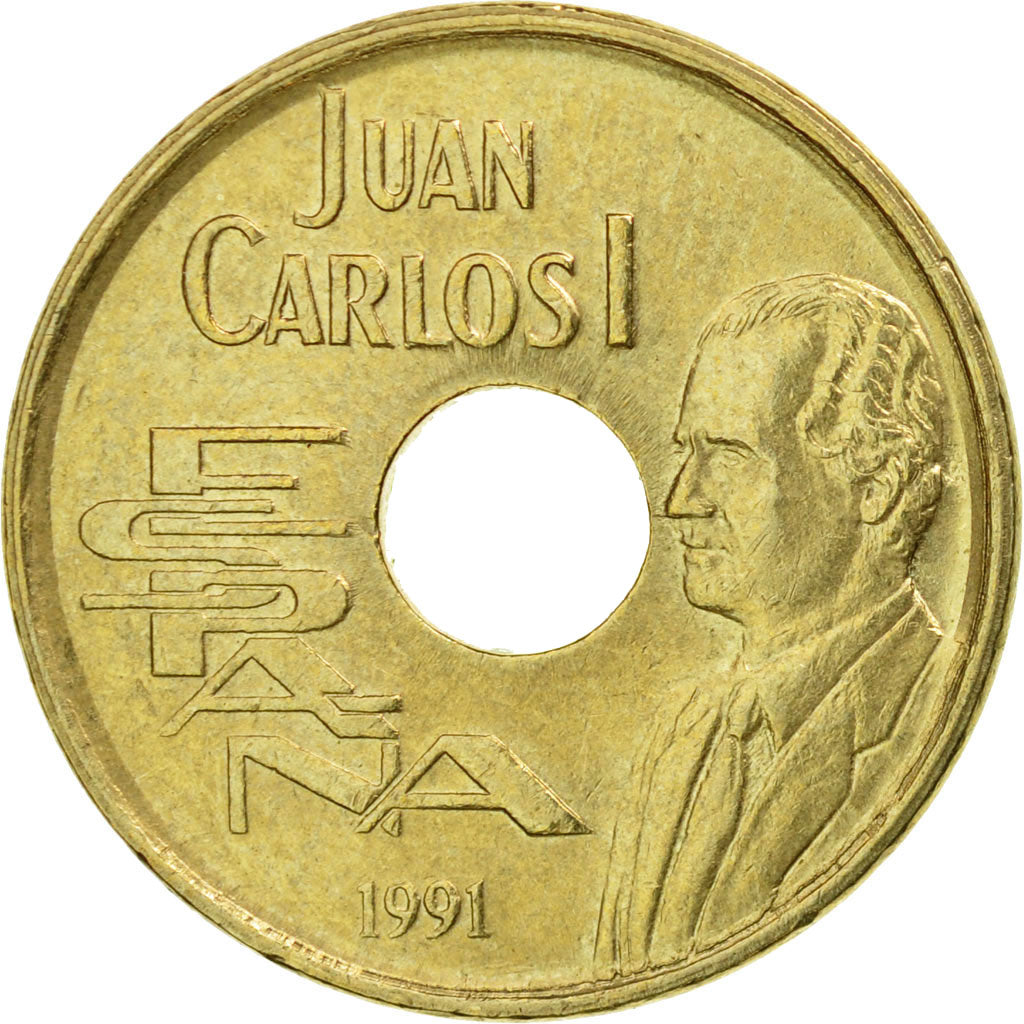 Moneta, Hiszpania, Juan Carlos I, 25 Pesetas, 1991, Madrid, AU(50-53)