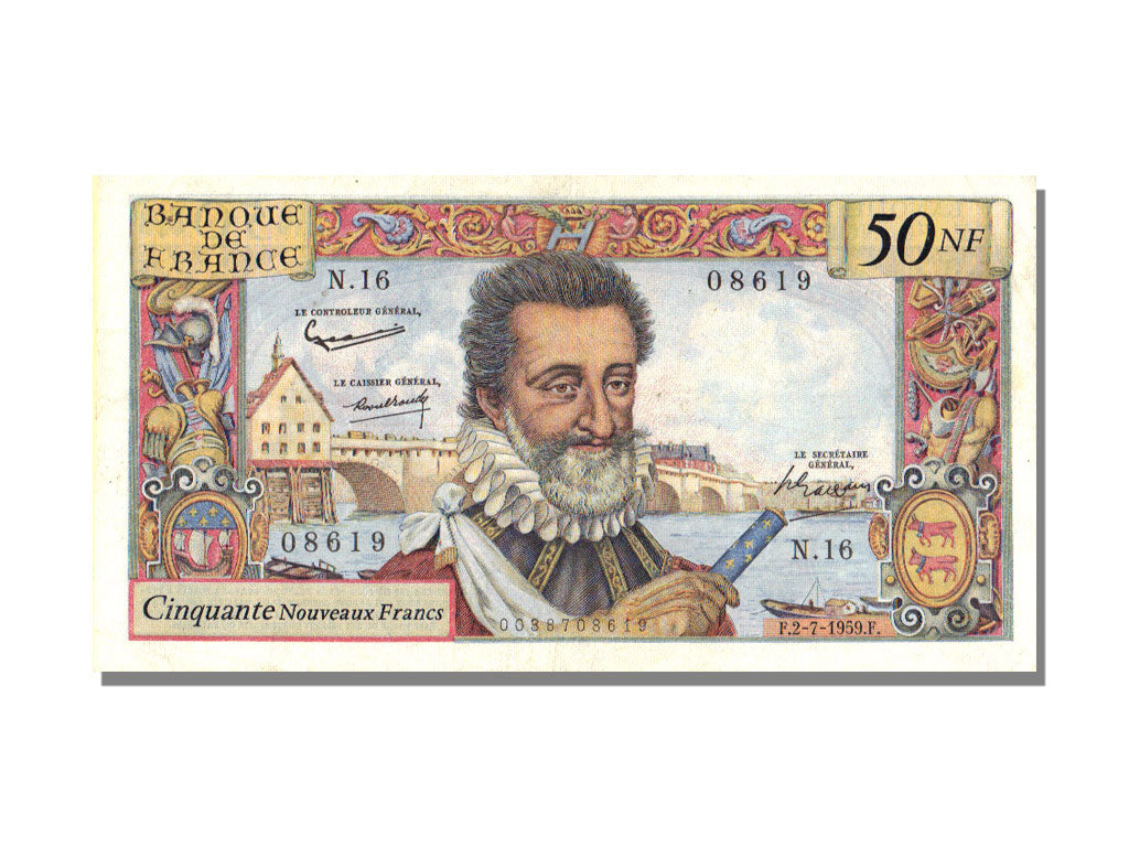 Francia, 50 Nouveaux Francs, 1959, KM:143a, 1959-07-02, BB+, Fayette:58.2