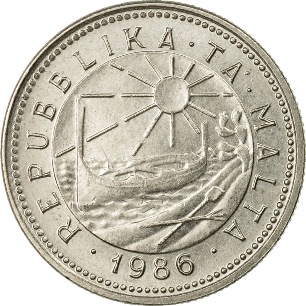 Münze, Malta, 2 Cents, 1986, British Royal Mint, VZ, Copper-nickel, KM:79