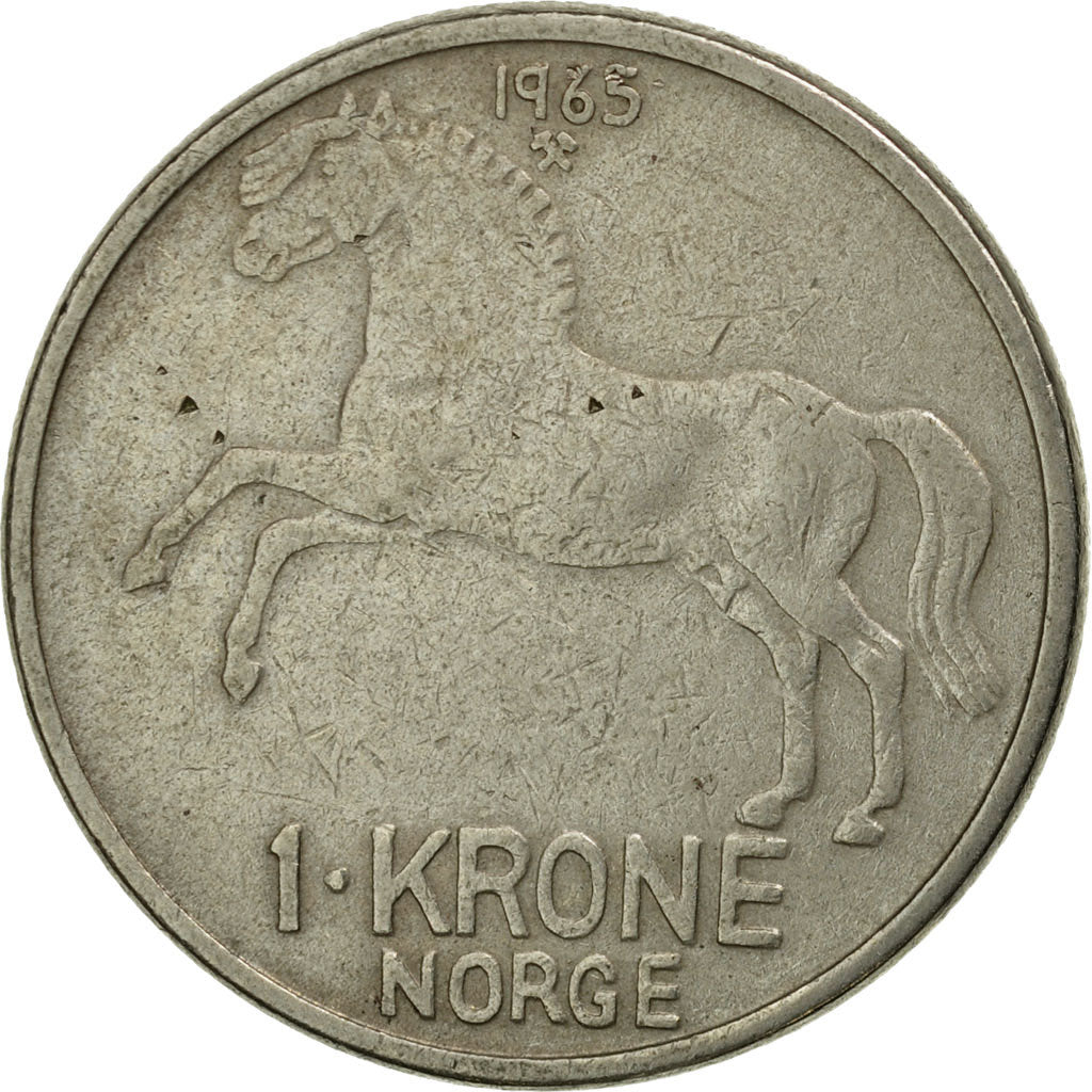 Coin, Norway, Olav V, Krone, 1965, EF(40-45), Copper-nickel, KM:409