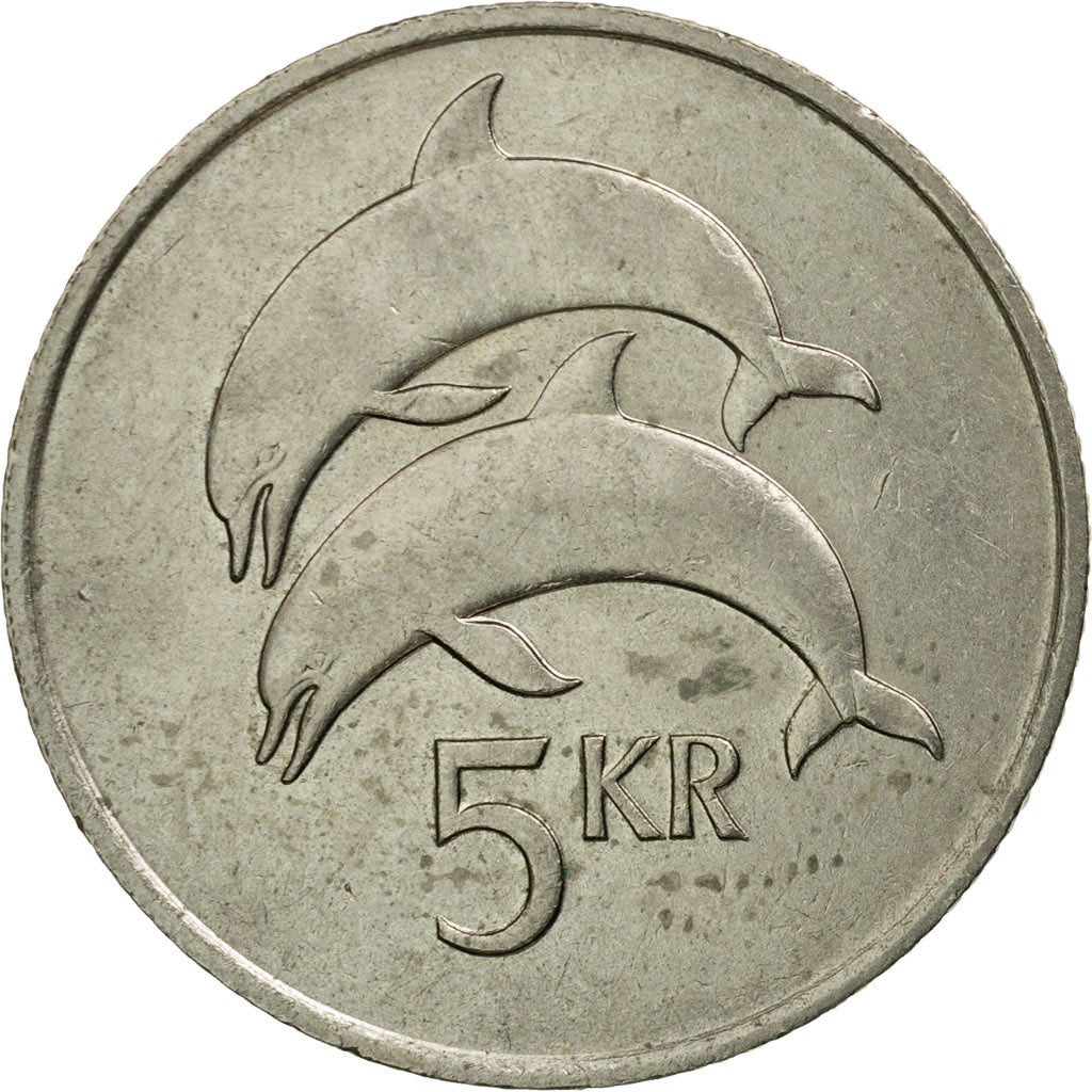 Coin, Iceland, 5 Kronur, 1984, AU(55-58), Copper-nickel, KM:28