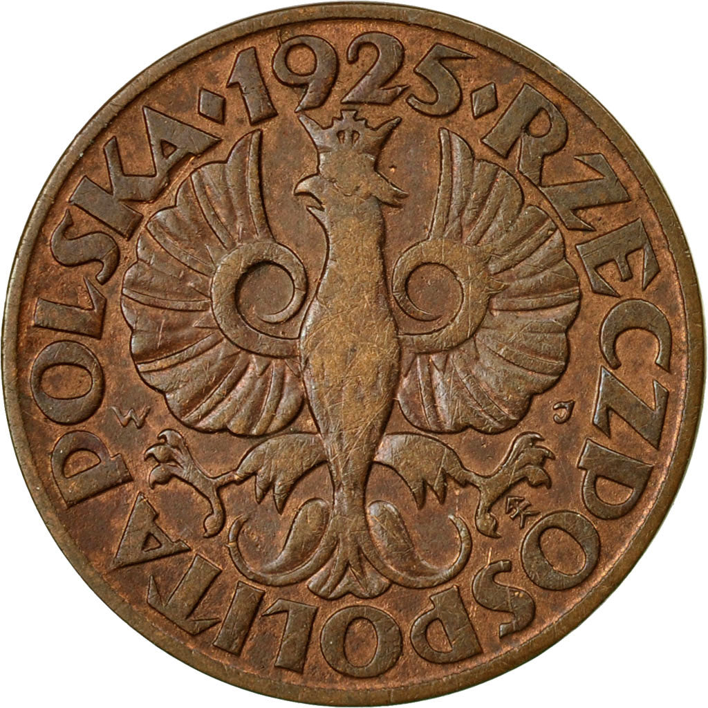 Coin, Poland, 5 Groszy, 1925, Warsaw, EF(40-45), Bronze, KM:10a