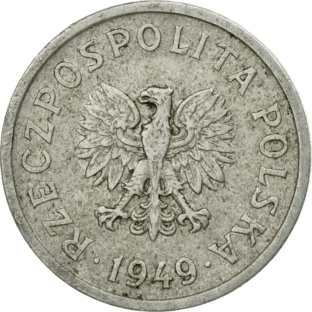 Moneda, Polonia, 10 Groszy, 1949, Warsaw, BC+, Aluminio, KM:42a