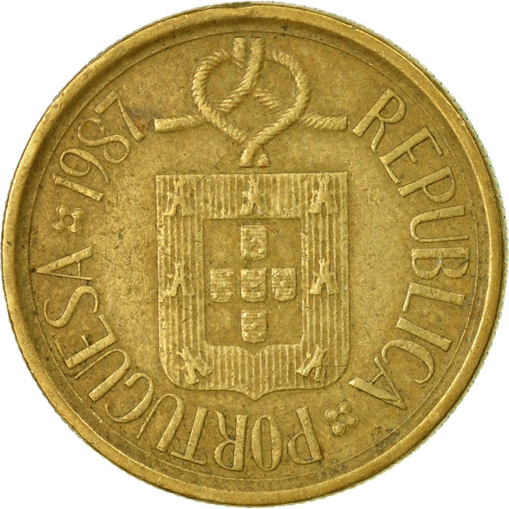Coin, Portugal, 5 Escudos, 1987, VF(30-35), Nickel-brass, KM:632