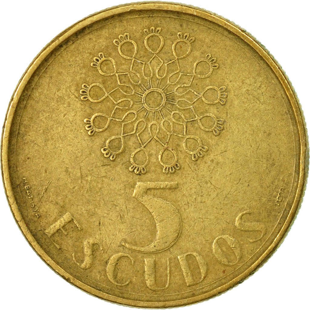 Coin, Portugal, 5 Escudos, 1987, VF(30-35), Nickel-brass, KM:632